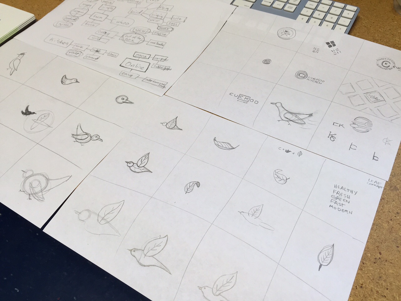 logo sketches for cuckoo kitchen