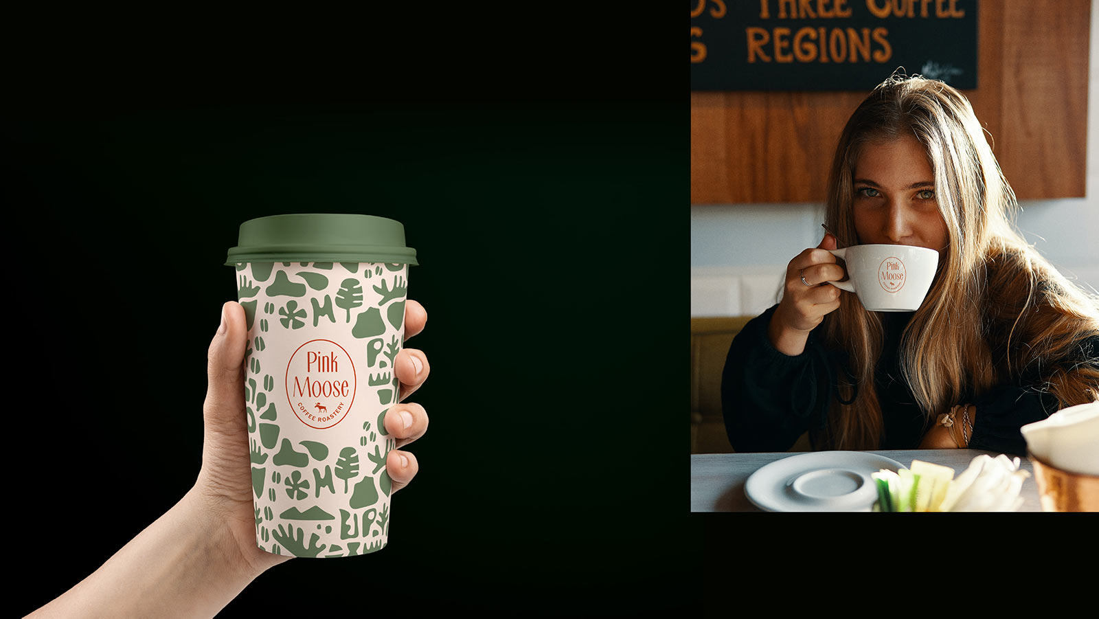 cafe coffee shop branding mockups girl sipping coffee