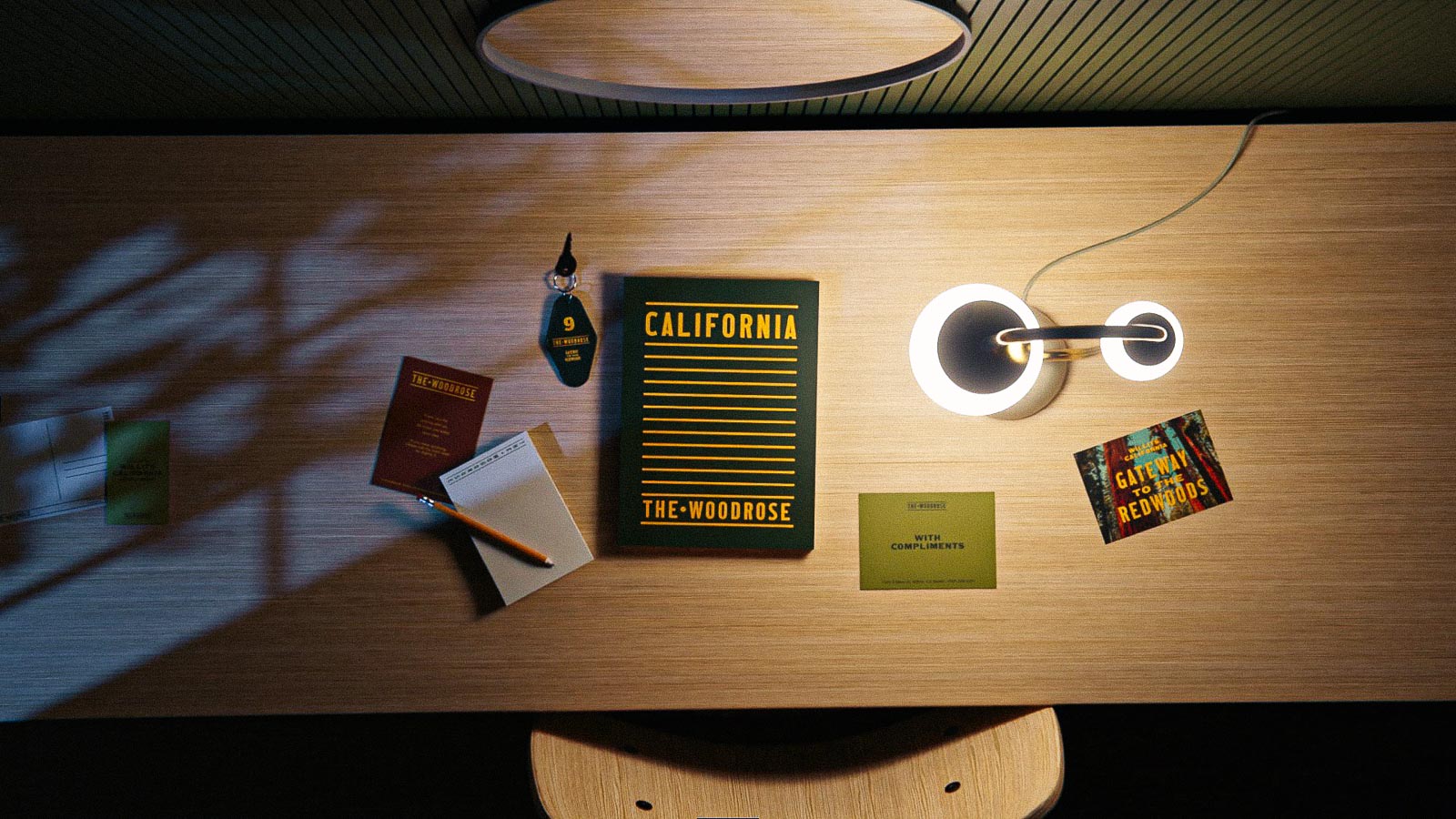 motel branding and stationery on a table