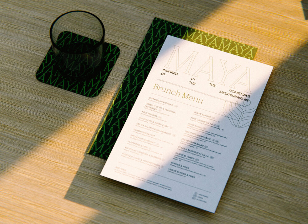 menu design by Longitude for Salt Hotels restaurant - Maya